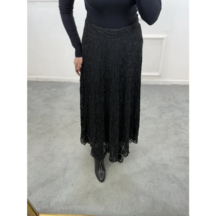Sedd Astarlı Dantelli Etek