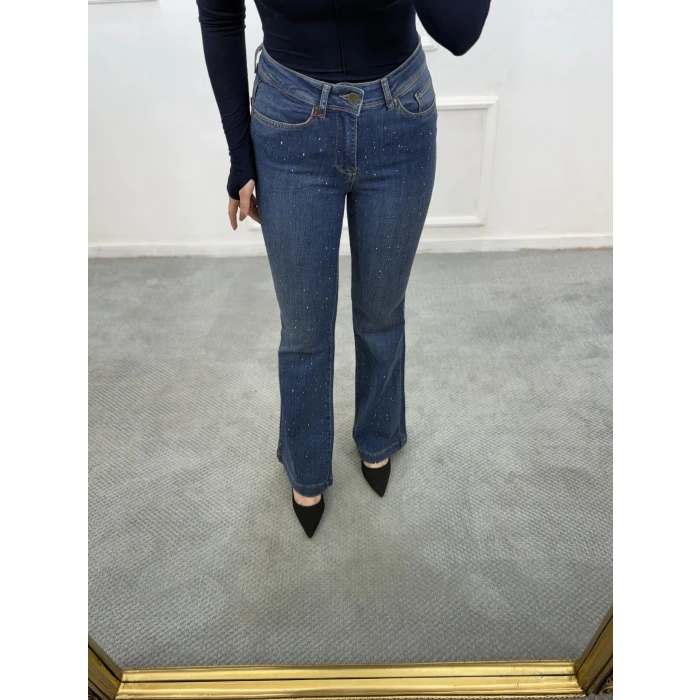 Deaf Likralı Dökme Taşlı İspanyol Jean