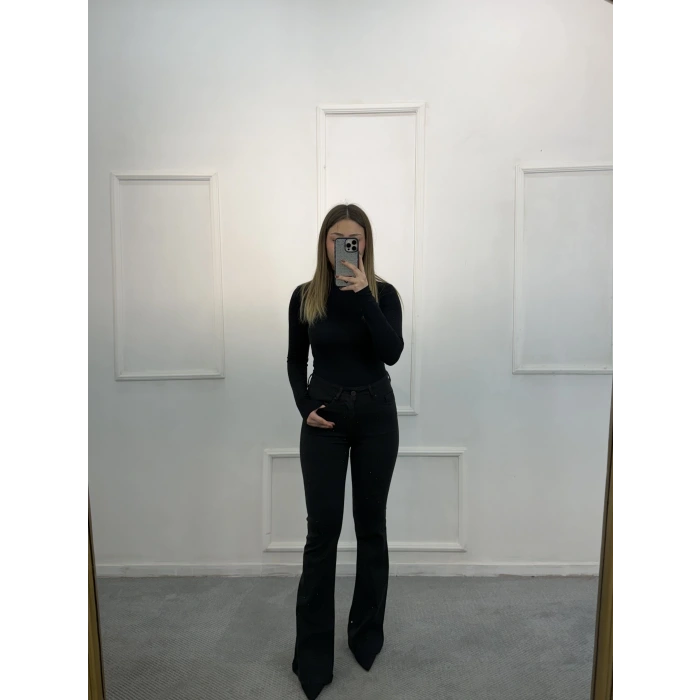 Deaf Likralı Dökme Taşlı İspanyol Jean