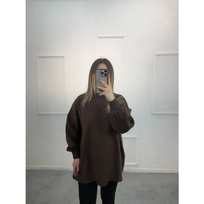 Nice Balon Kol Peluş Uzun Kazak