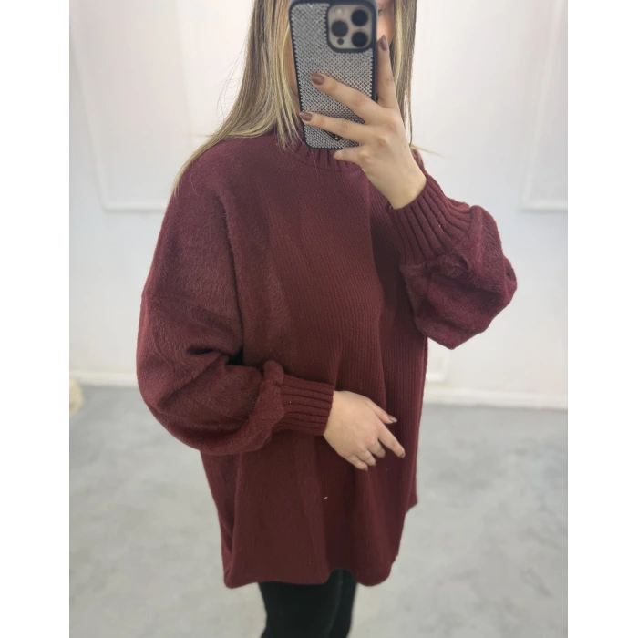 Nice Balon Kol Peluş Uzun Kazak