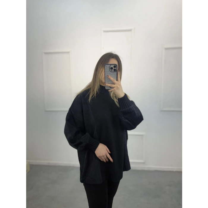 Nice Balon Kol Peluş Uzun Kazak