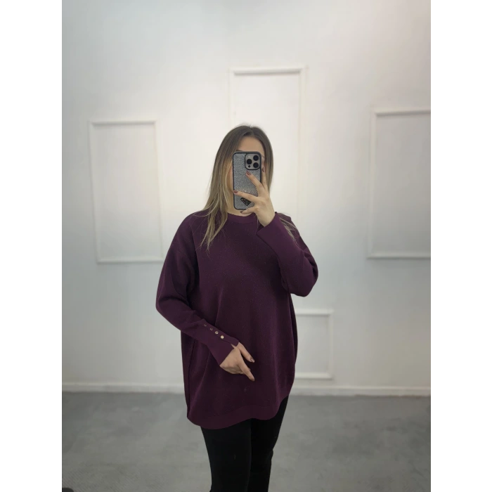 Rijhe Simli Kol Düğmeli MerserizeTunik