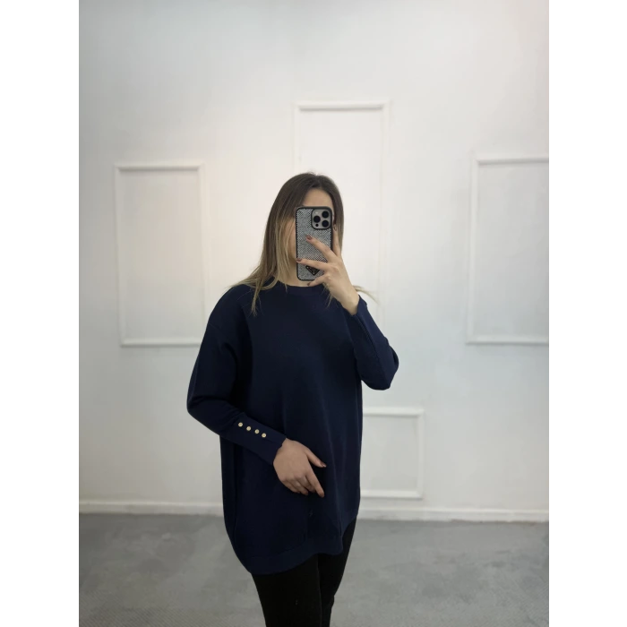 Rijhe Simli Kol Düğmeli MerserizeTunik