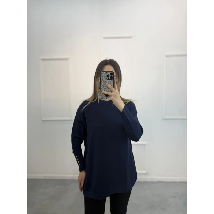 Rijhe Simli Kol Düğmeli MerserizeTunik