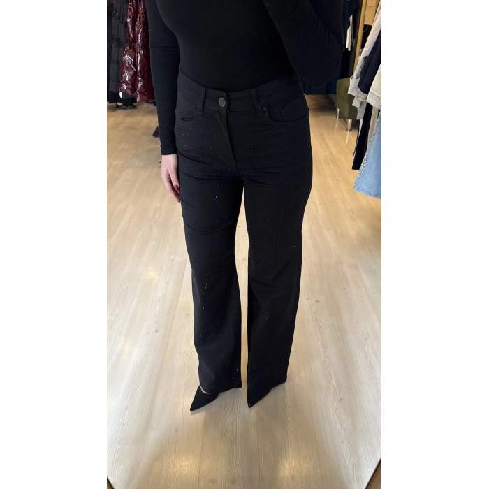 Wiks Likralı Dökme Taşlı Palazzo Jean