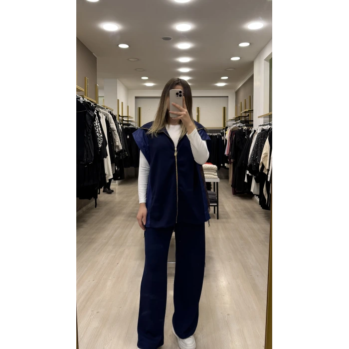 Vure Garni Detaylı Yelekli İkili Takım