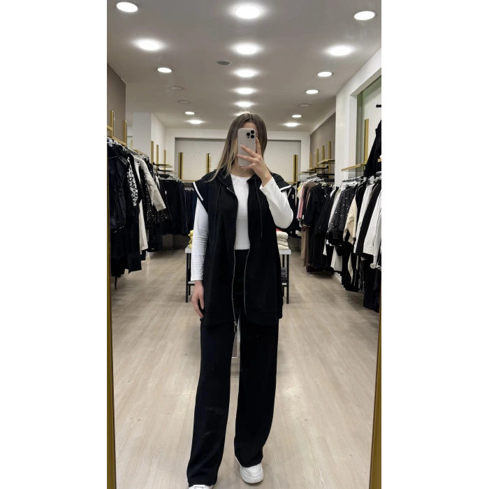 Triko Garnili Yelekli İkili Takım