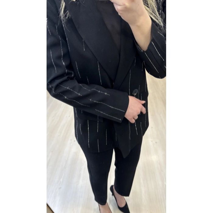 Poliv Şerirt Taşlı Blazer Ceket