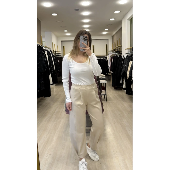 Scuba Ayak Ucu Broşlu Pantolon