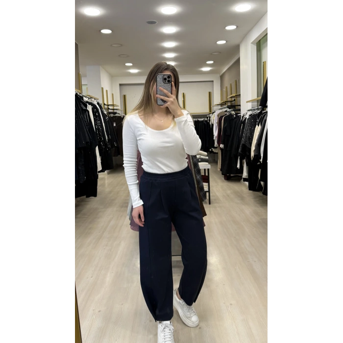 Scuba Ayak Ucu Broşlu Pantolon