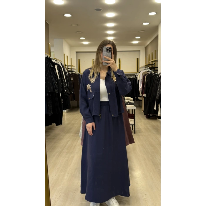 Yaprak Nakışlı Tensel İkili Takım