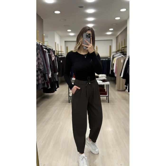 Bervi Bel Büzğülü Şalvar Pantolon