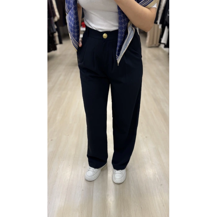 Teks Düğmeli Palazzo Pantolon