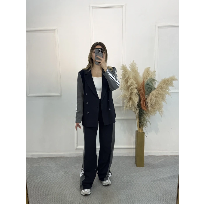 Alba Şerit Detaylı Tasarım Blazer İkili Takım