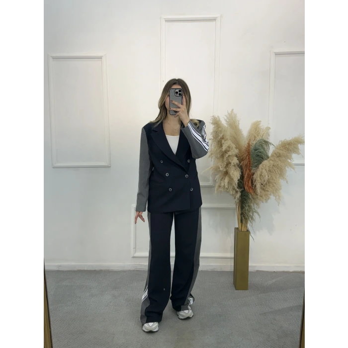 Alba Şerit Detaylı Tasarım Blazer İkili Takım