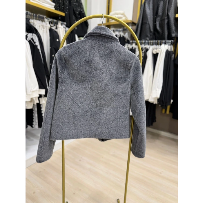 Amber Düğme Ve Cepli Kısak Kürk