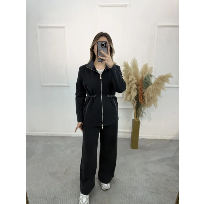 Arka Kapitone Detaylı Çift Fermuarlı İkili Takım