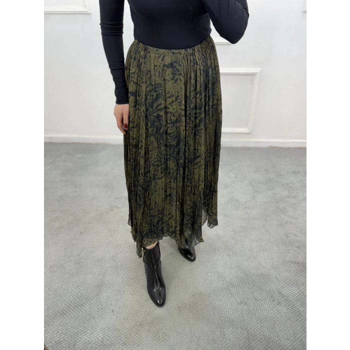 Bezzi Şal Desenli Asimetrik Etek