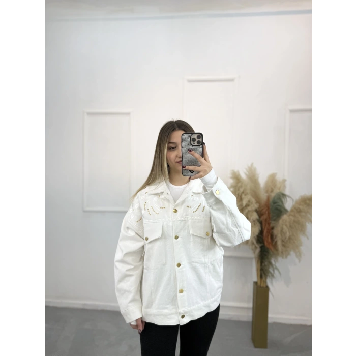 Bix Nakışlı Zımbalı Denim Ceket