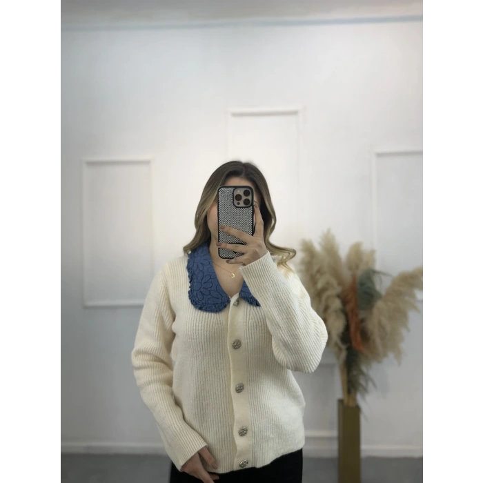 Brontide Denim Detaylı Vintage Hırka