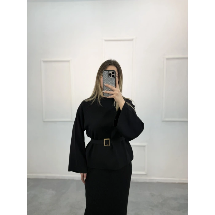 Cekz Simli Kemer Detaylı Etekli  İkili Takım