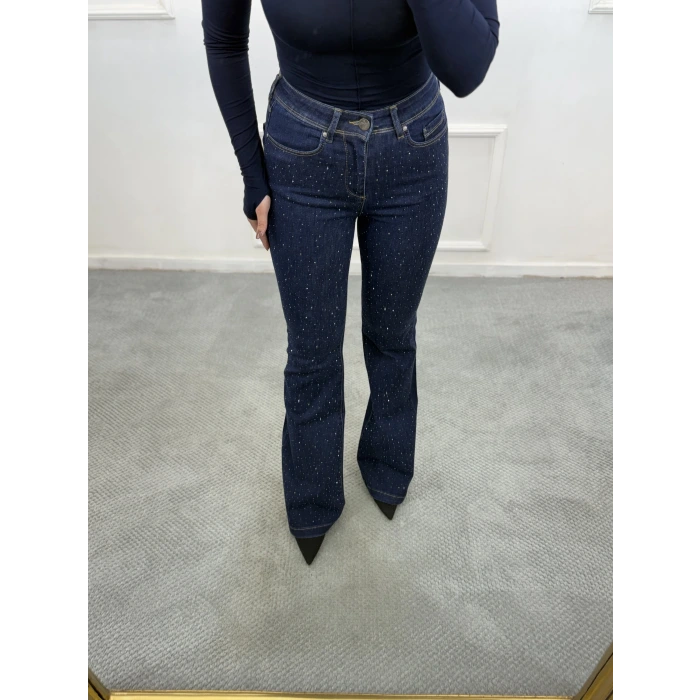 Deaf Likralı Dökme Taşlı İspanyol Jean