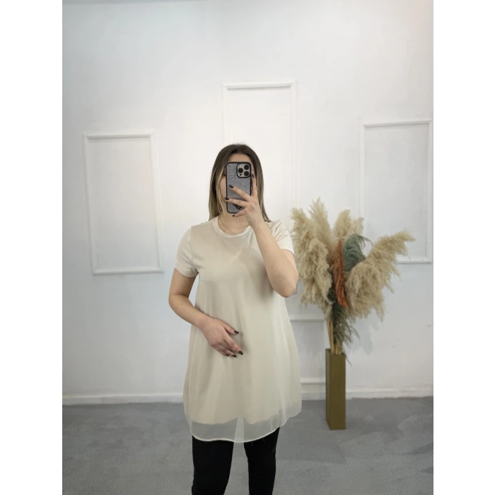 Denny Önü Şifon Yarım Kollu İçlik