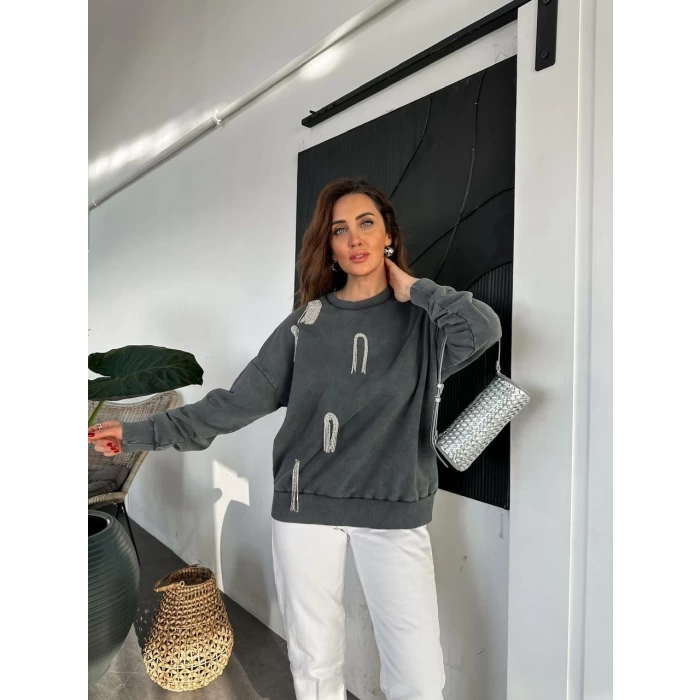 Dikme Taş Yıkamalı Muadil Sweatshirt