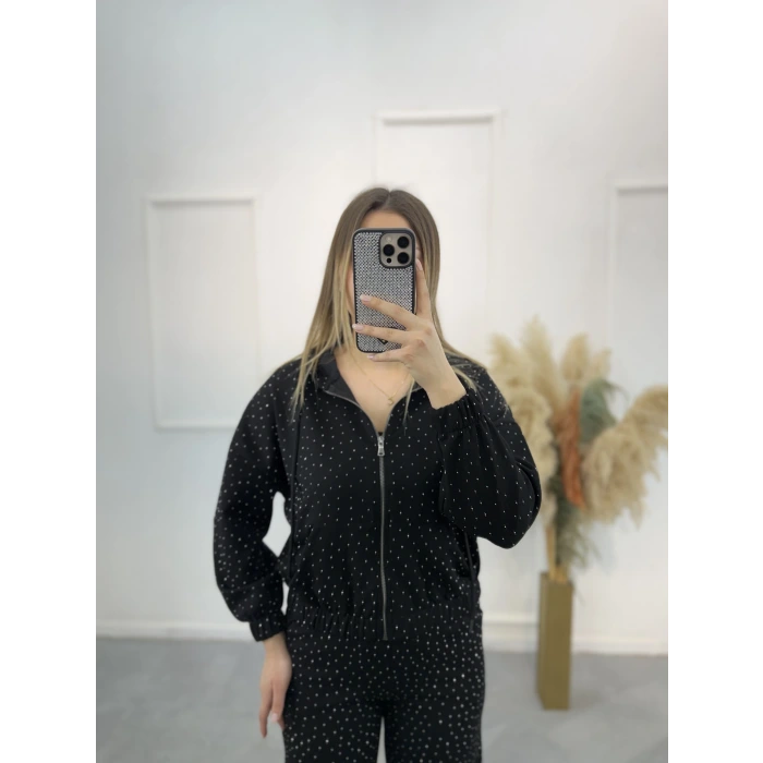 Dökme Taşlı Fermuarlı İkili Takım