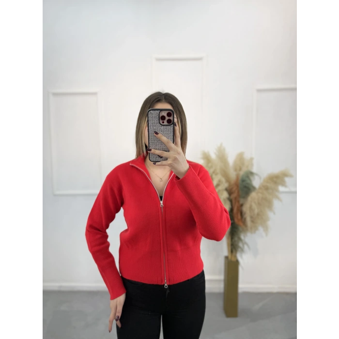 Fine Çift Fermuarlı Triko Hırka