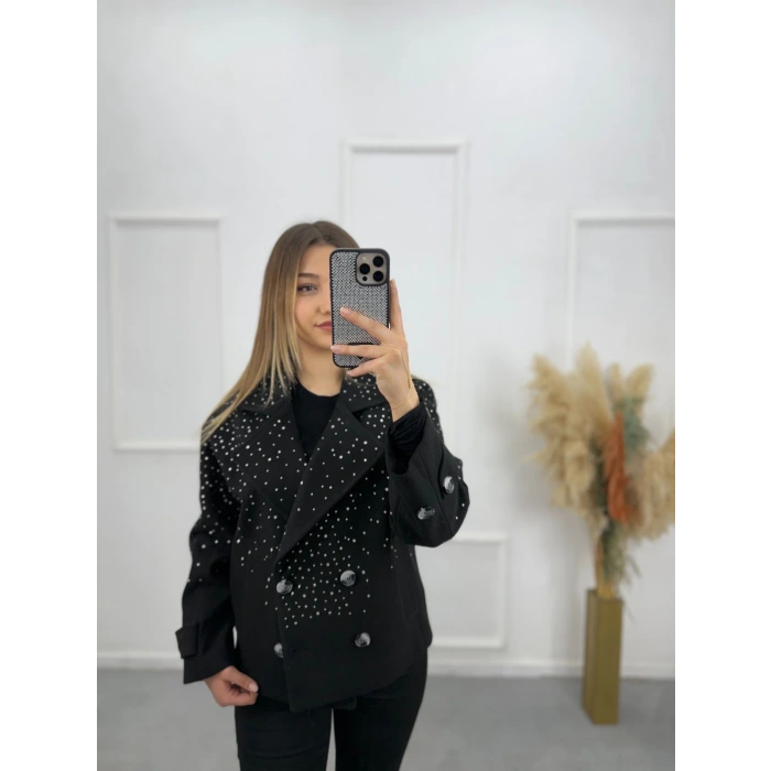 Fruu Taşlı Kaşe Kaban