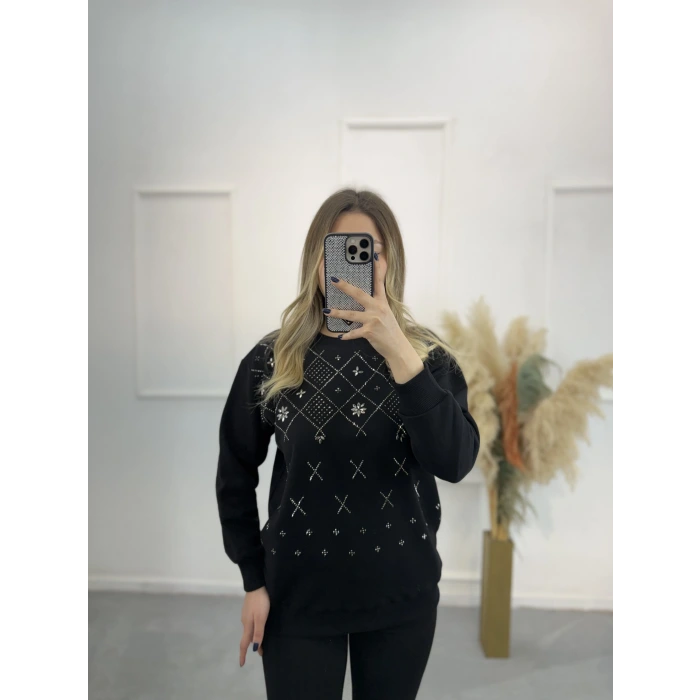 Klara Etnik Taş Detaylı Sweatshirt