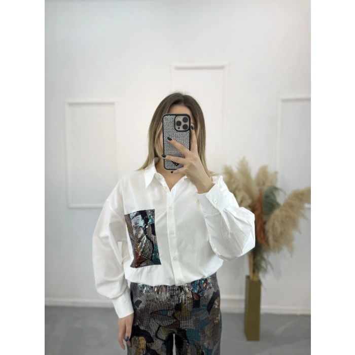 Loz Cep Payet Detaylı Gömlek