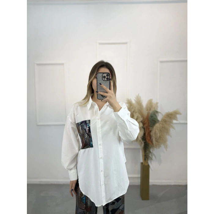 Loz Cep Payet Detaylı Gömlek