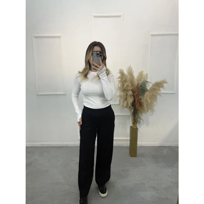 Maniys Önü Çımalı Pensli Bol Paça Pantolon