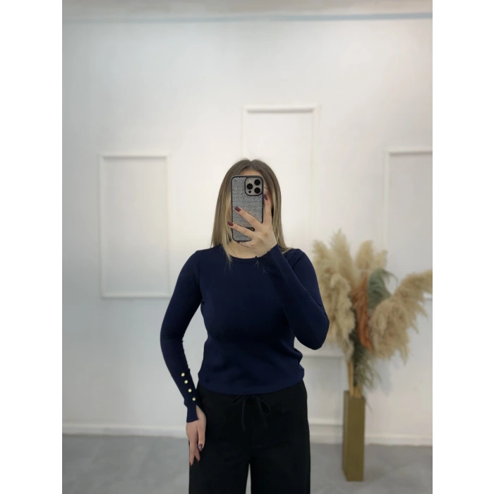 Merserize Gold Düğmeli Bluz