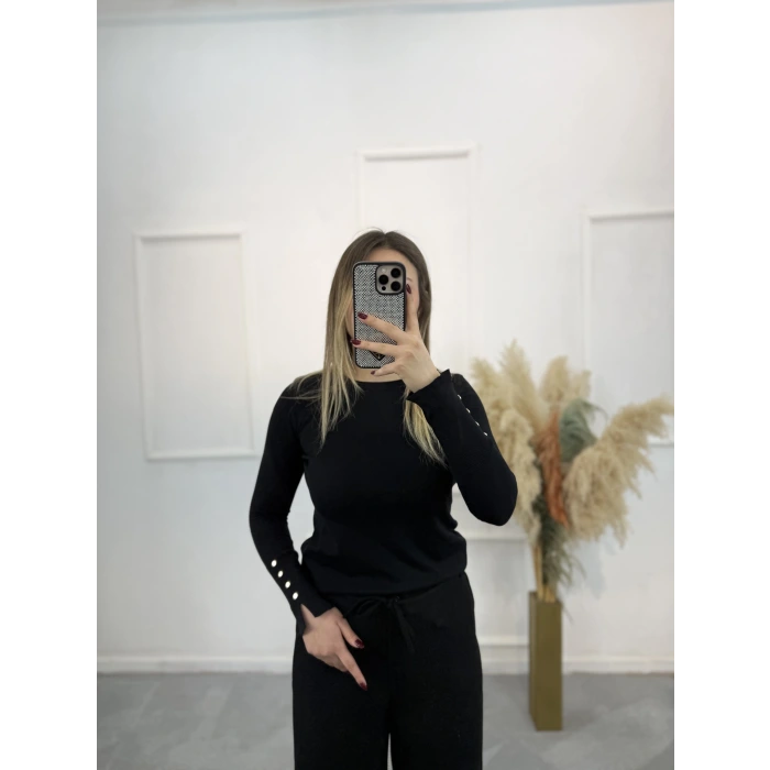 Merserize Gold Düğmeli Bluz