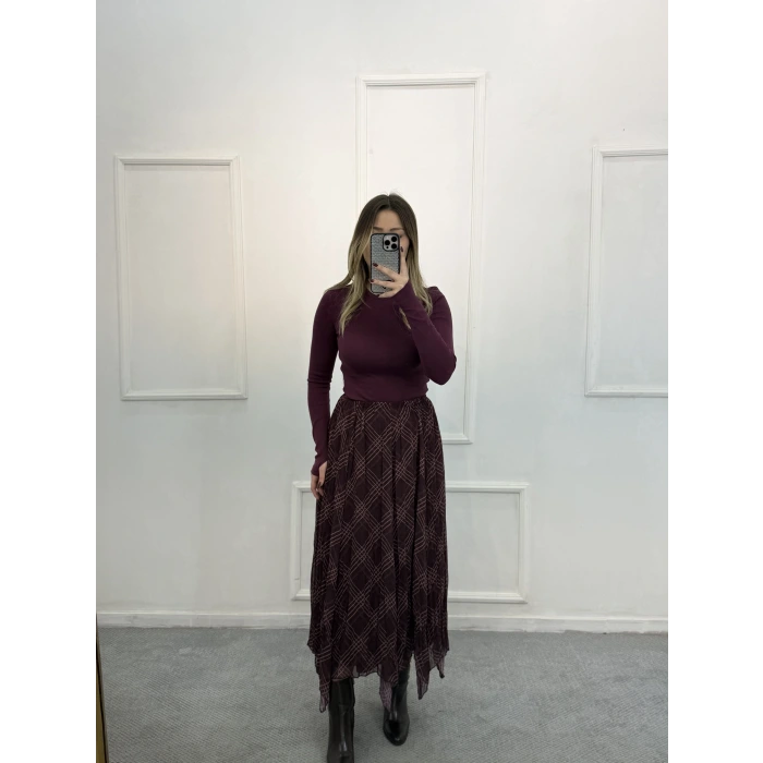 Neyss Çizgi Desenli Asimetrik Etek