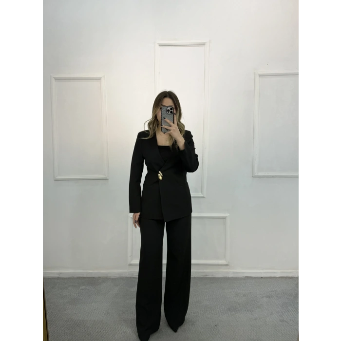 Nus Gold Düğme Detaylı Blazer İkili Takım