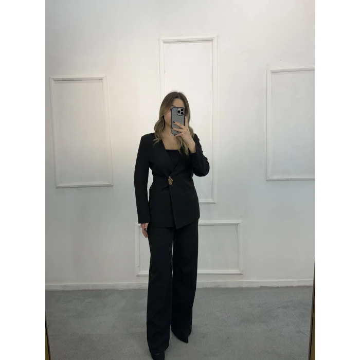 Nus Gold Düğme Detaylı Blazer İkili Takım