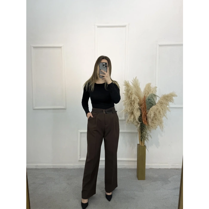 Perry Çift Köprülü Pileli Kumaş Pantolon