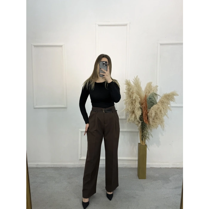 Perry Çift Köprülü Pileli Kumaş Pantolon