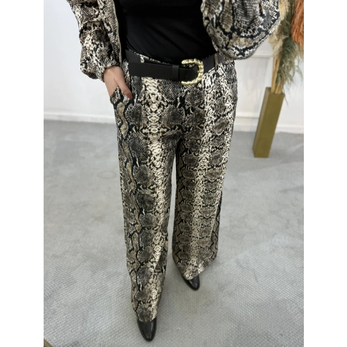 Priste Yılan Desenli Saten İkili Takım