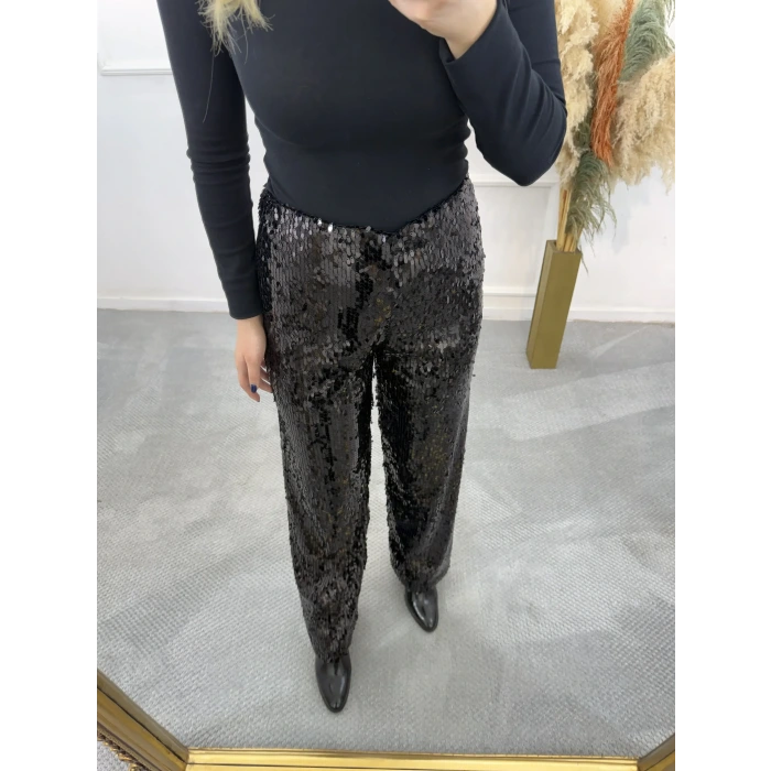 Pul Payetli Bol Kesim Pantolon