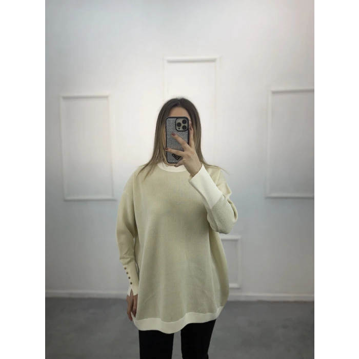 Rijhe Simli Kol Düğmeli MerserizeTunik