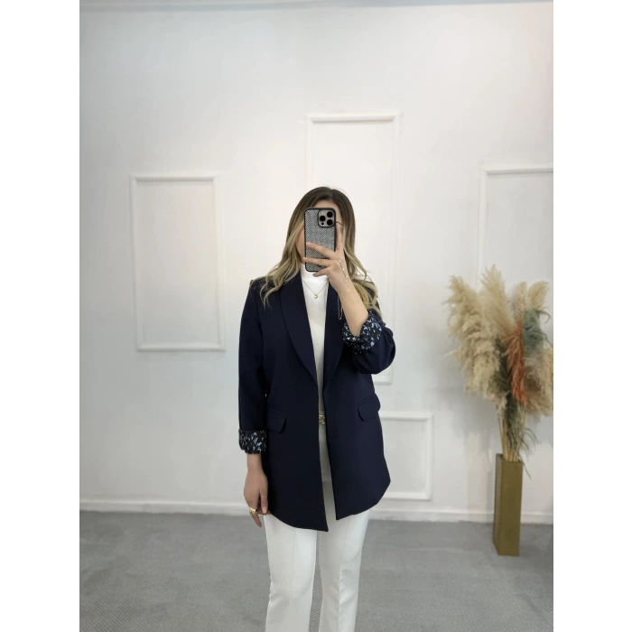 Şal Yaka Leopar Astarlı Blazer Ceket