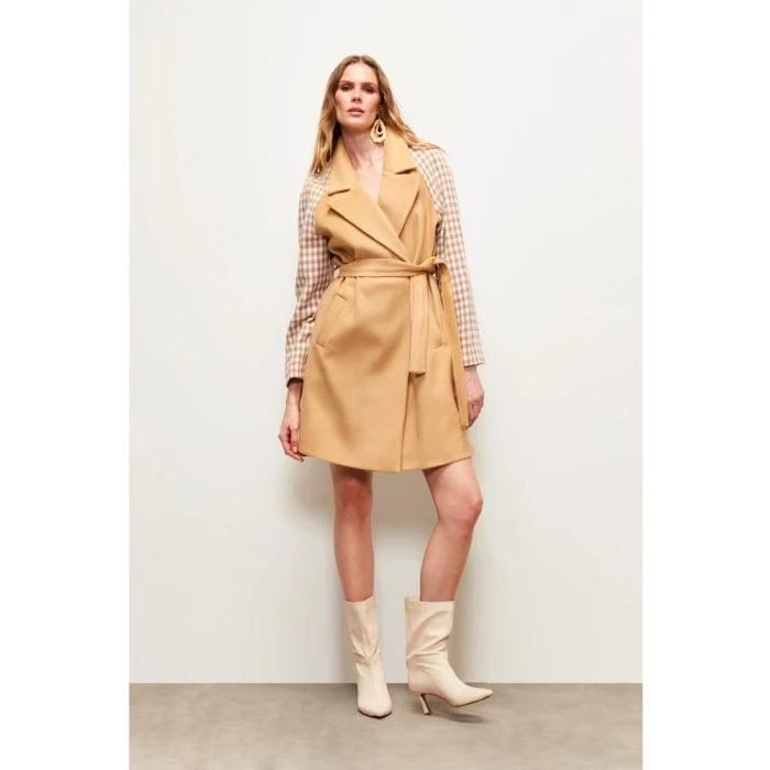 Sateen Kazayağı Kuşaklı Kaban - CAMEL