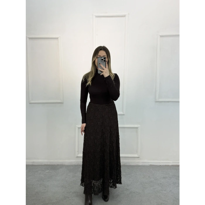Sedd Astarlı Dantelli Etek