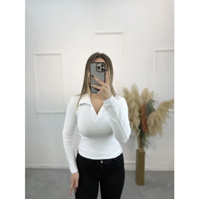 Sirok Polo Yaka Uzun Kol Tişort